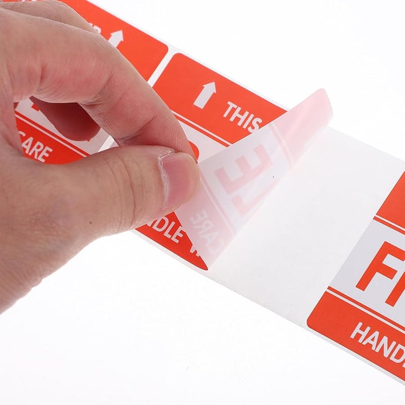 Red Fragile Warning Label Stickers 300pcs Roll High Adhesive Shipping Moving Packaging - Image 3